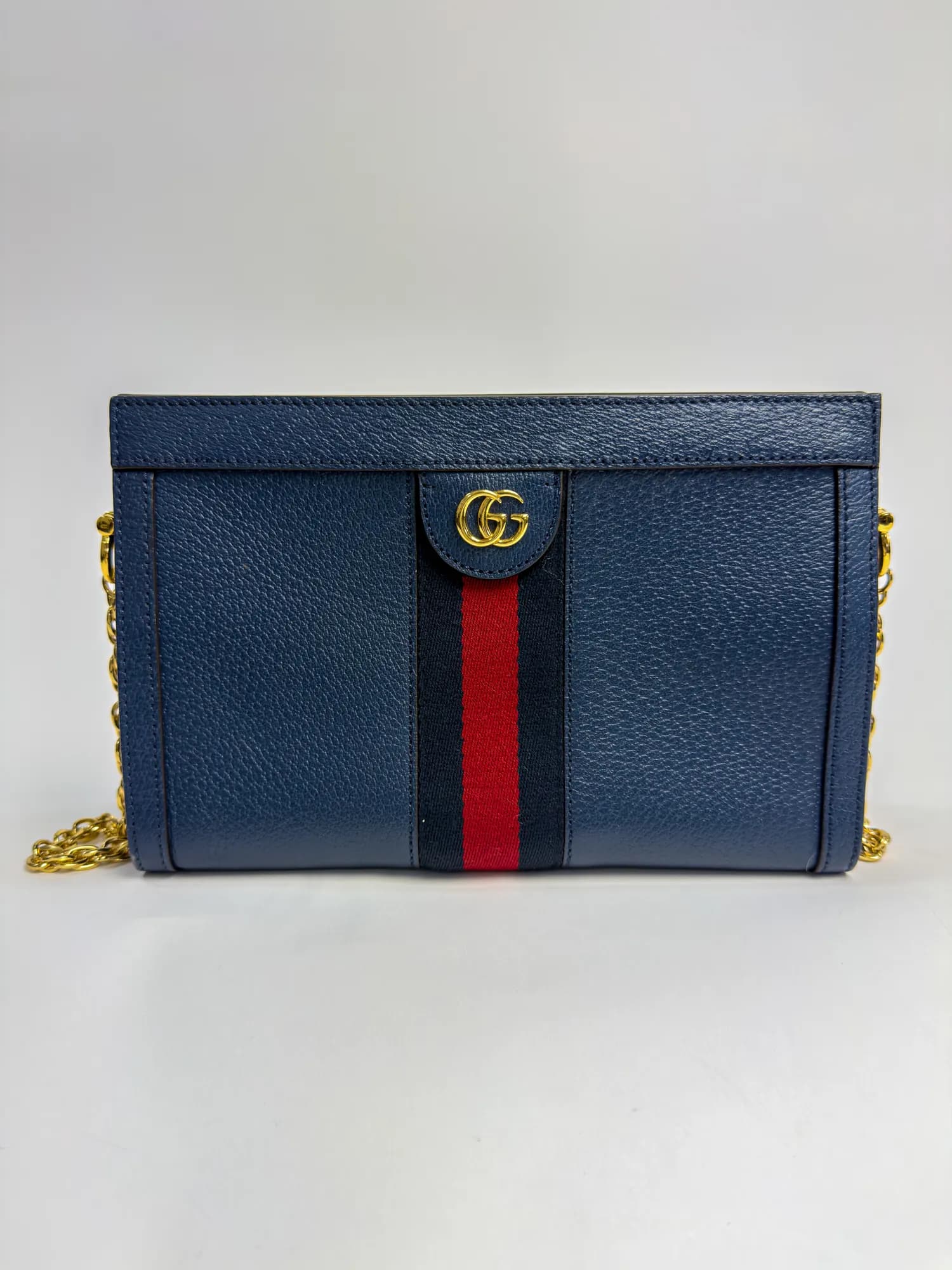 구찌 오피디아 GG 스몰 체인 숄더백 네이비